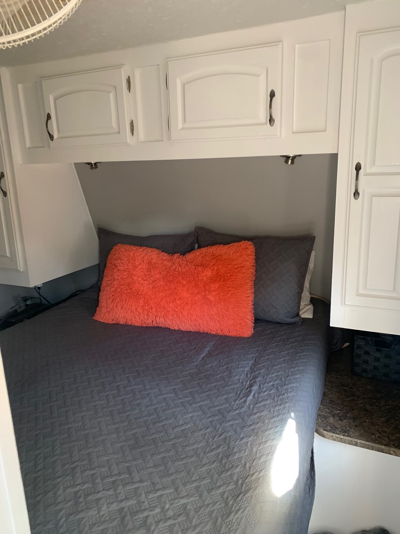 Bedroom bed and storage cabinets